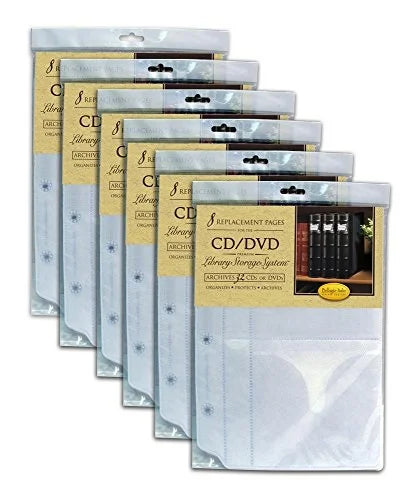 Bellagio-Italia Insert Sheets for / Storage Binder - Holds DVDs, CDs, Blu-Rays & Video Games - Acid-Free Binder Organizer Sheets - 48 Sheets - 6 Pack