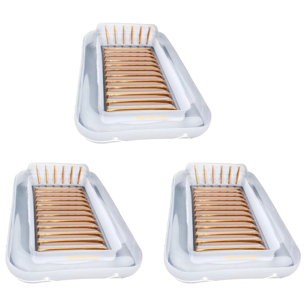 Swimline Luxe Edition Inflatable Suntan Tub Floating Pool Lounger, 3 Pack
