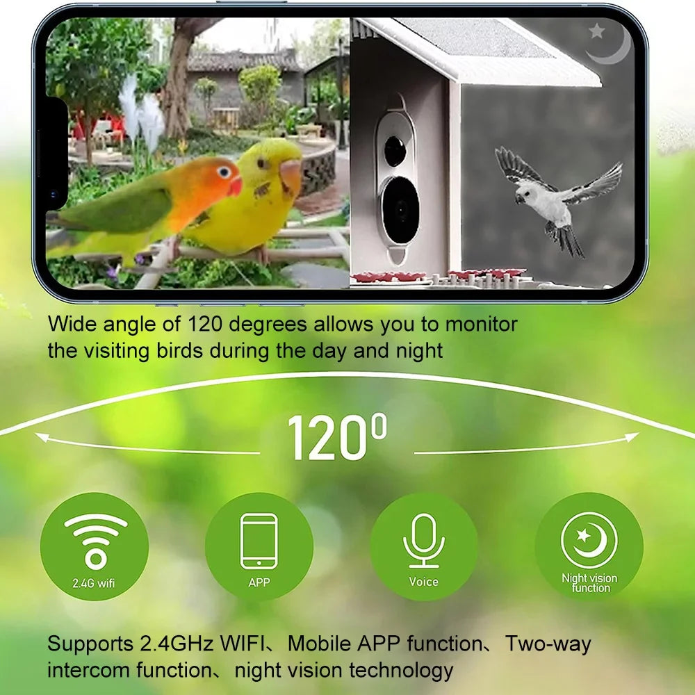 Carevas  Smart Bird Feeder Camera 1080P Auto Capture Bird Video and Motion Detection Real-time Notification  Identify Bird Species  Waterproof 128G  Cards