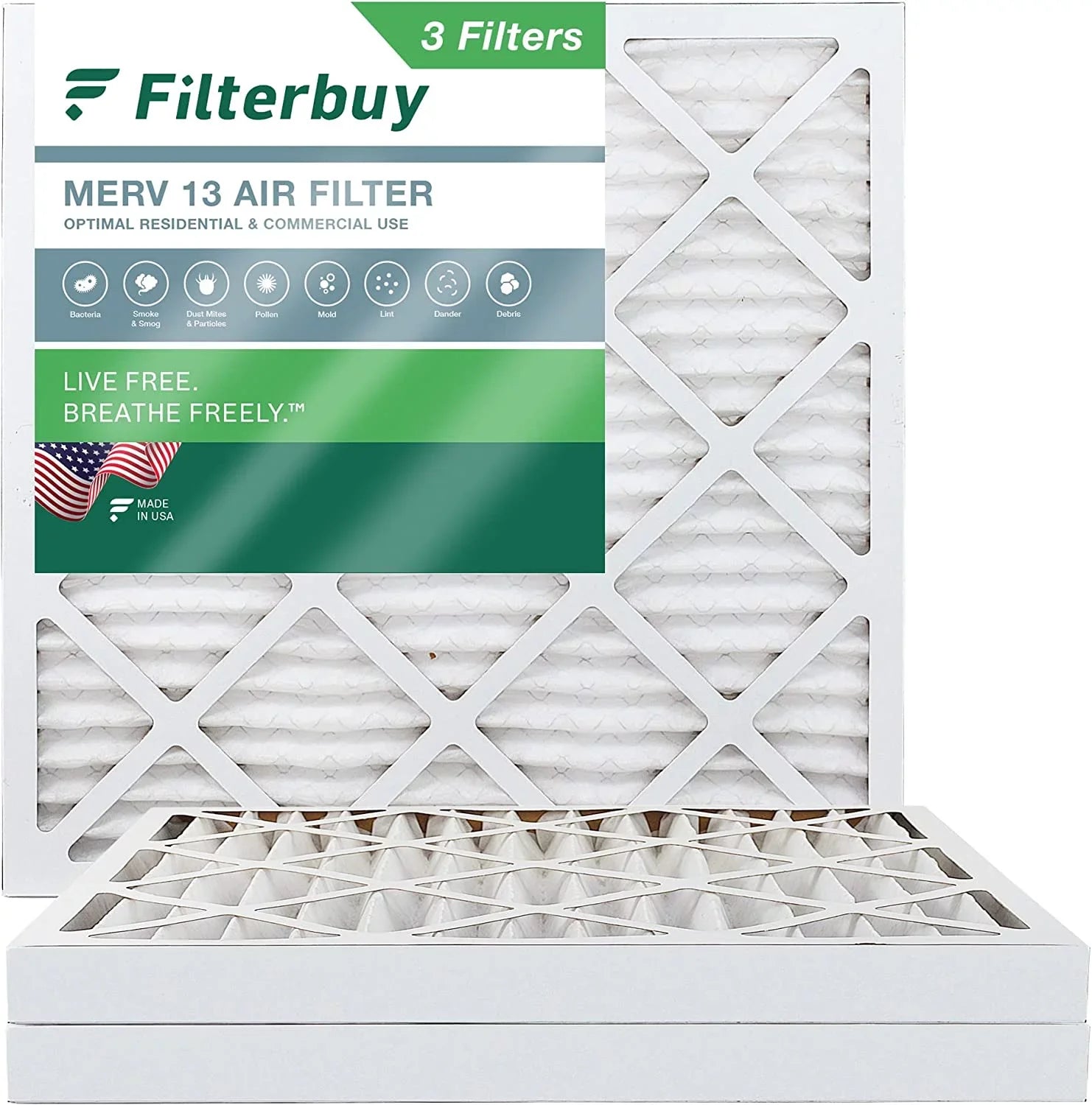 Filterbuy 24x24x2  13 Pleated   Furnace Air Filters (3-Pack)
