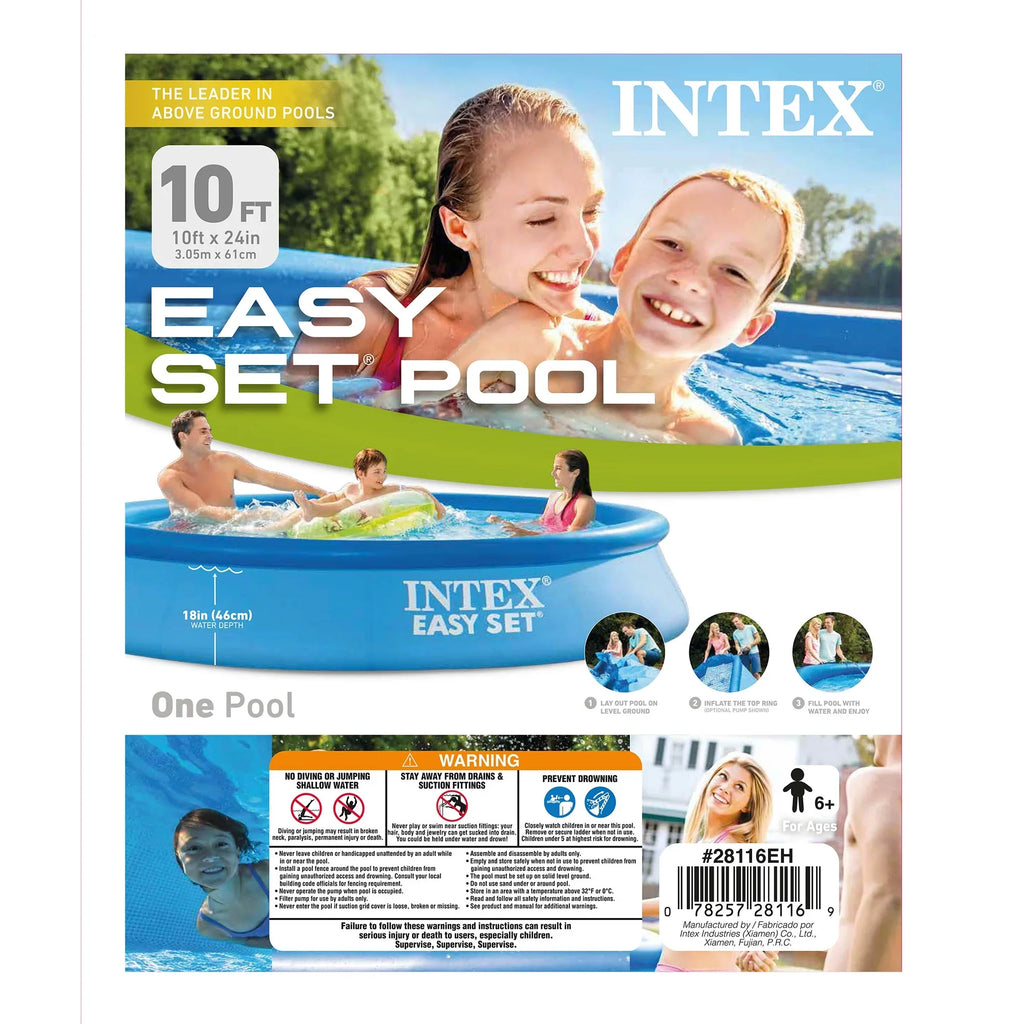 Intex 28117EH 10' x 24" Easy Set Inflatable Above Ground Swimming Pool with Filter