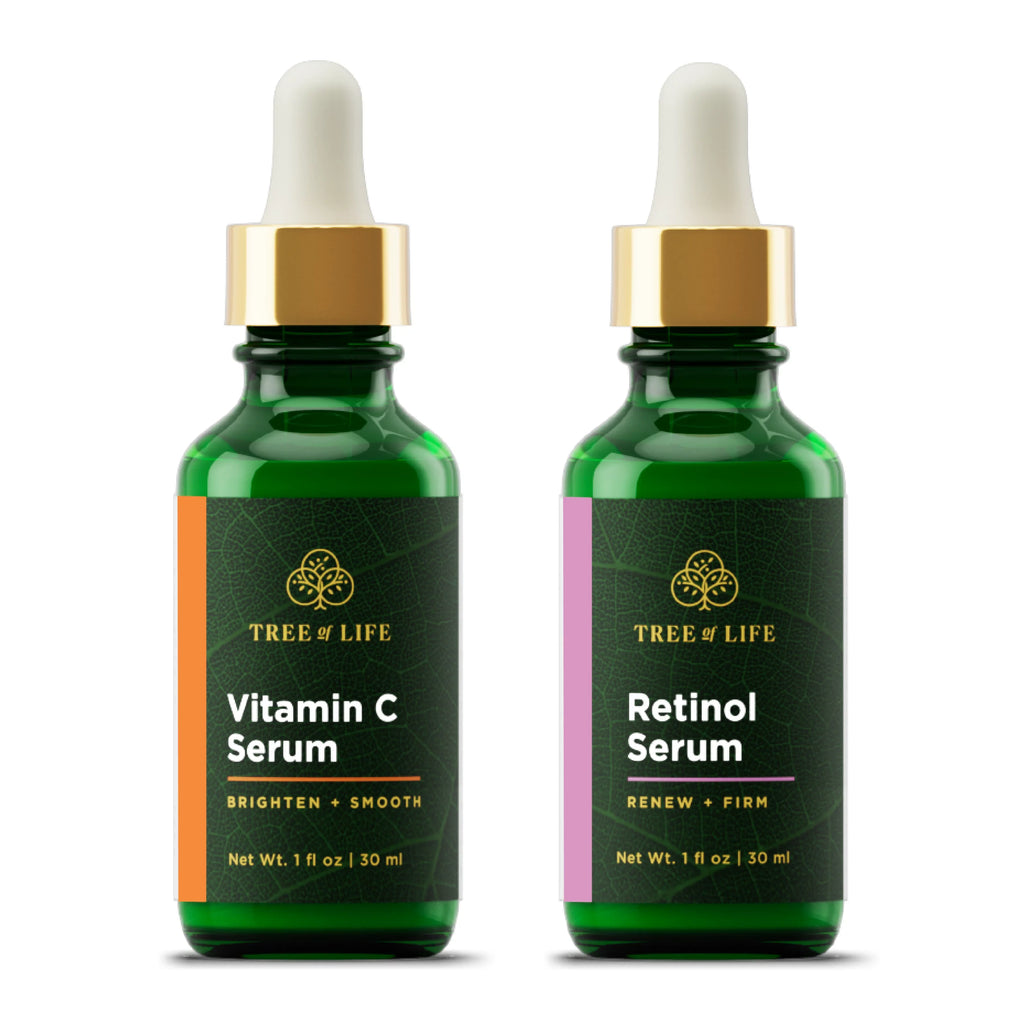 Tree of Life Vitamin  Serum and Retinol Serum for Brightening and Firming, Turn Back Time Facial Serum Combo Pack; 2 Count x 1 Fl Oz