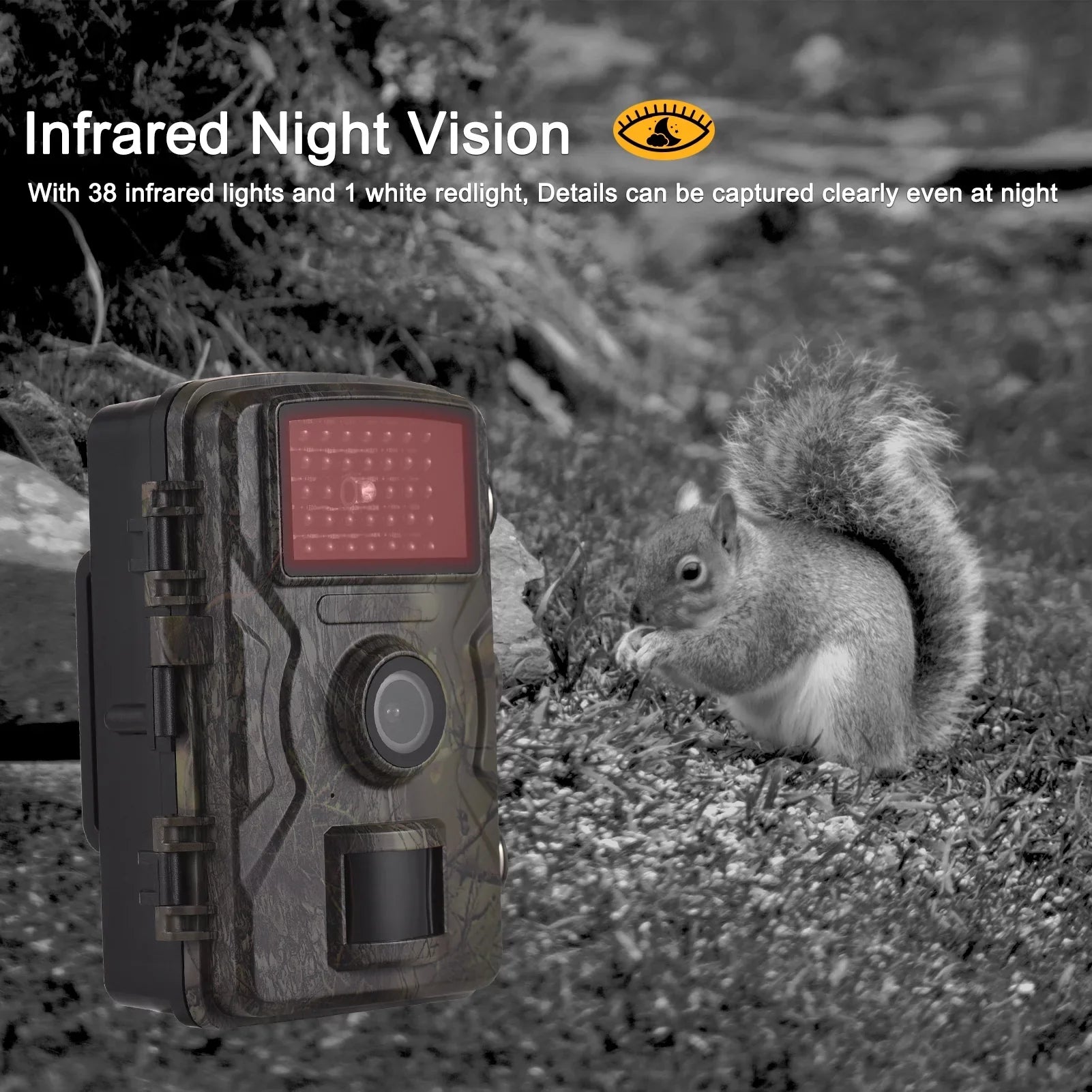 Eccomum 1080P Trail Camera 16MP Wildlife Camera Tracking Camera with 2.0 Inch  Color Screen 0.8s Trigger Time Supports Infrared Night Vision Motion Activated  Waterproof
