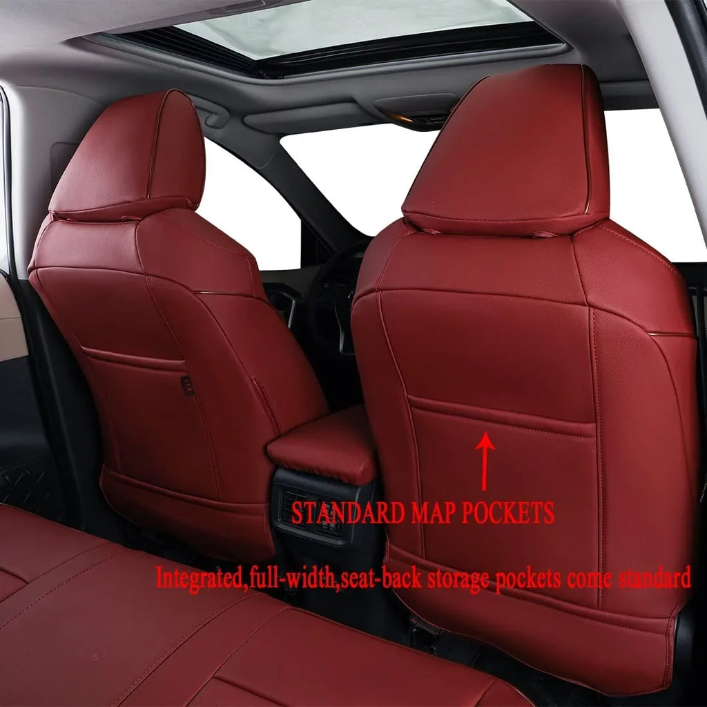 Custom Fit Taos Car Seat Covers for Volkswagen Taos   2022 2023 -Full Set Leather Auto Seat Covers(Burgundy)