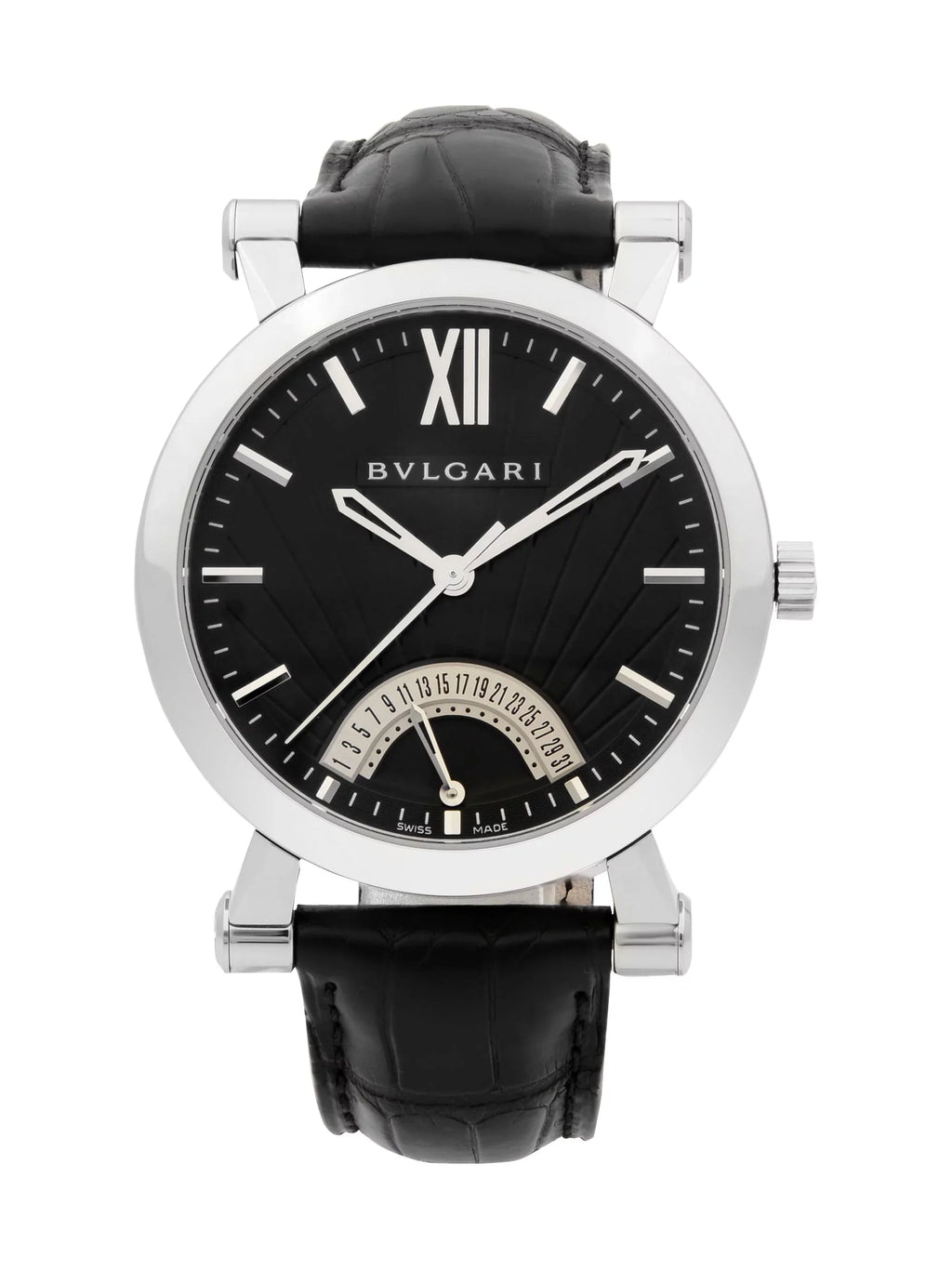 Bvlgari Sotirio Retrograde Steel Black Dial Automatic Mens Watch
