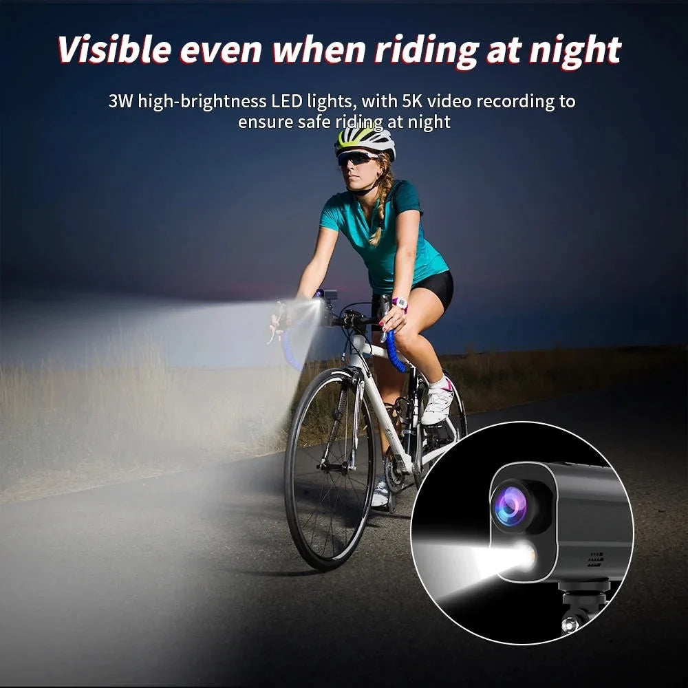5K Action Camera Road Bike Motorcycle Helmet Camera Anti Shake Riding Bicycle Drive Recorder with Led Light WiFi Sport