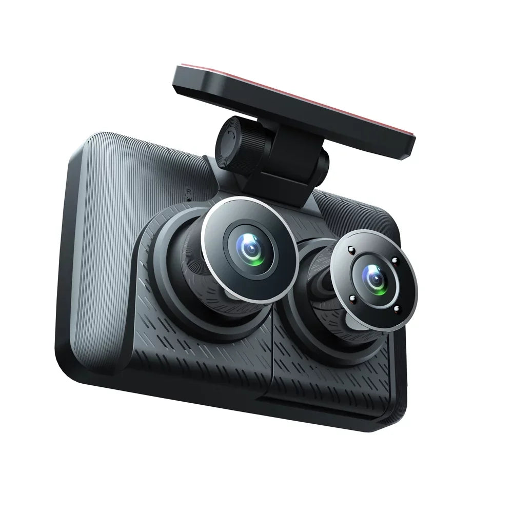 Htovila 3 Cameras Dash Cam 4in Clear Car Rearview Mirror Car Video Recording Wide Angle Car Recorder Auto Safety Driving Recorder