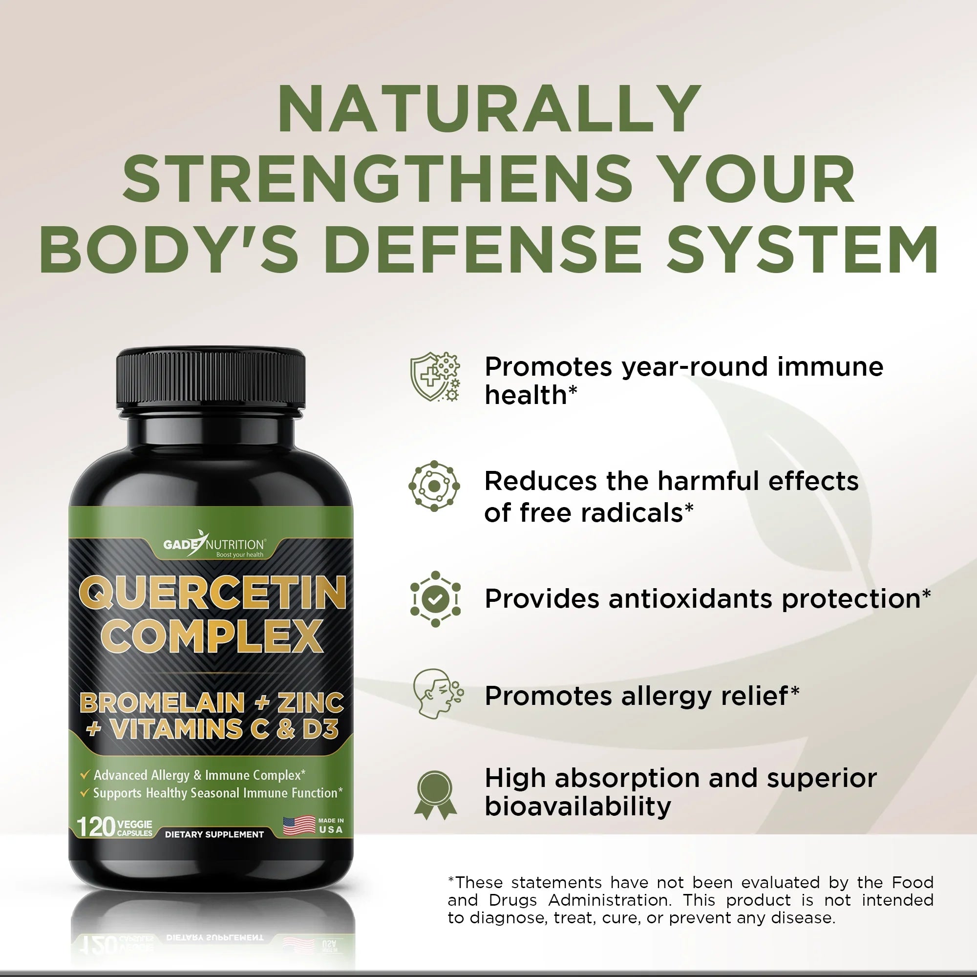 Quercetin Complex with Bromelain, quercetin supplements 500mg, with Vitamin  and Zinc, Bioflavonoids for Healthy Immune Support, vitamin , zinc quercetin, Third Party Tested.