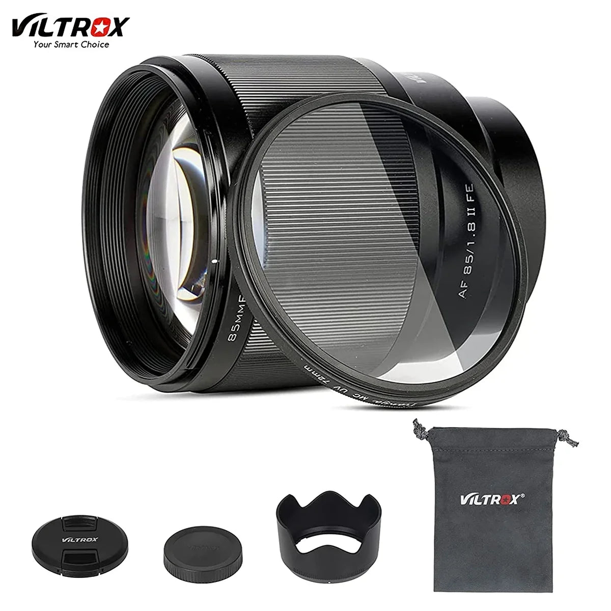 Viltrox 85mm .8  Full-Frame Sony -Mount Camera Lens Support  Auto Focus for Sony     a6500 a6400 a6300- Black