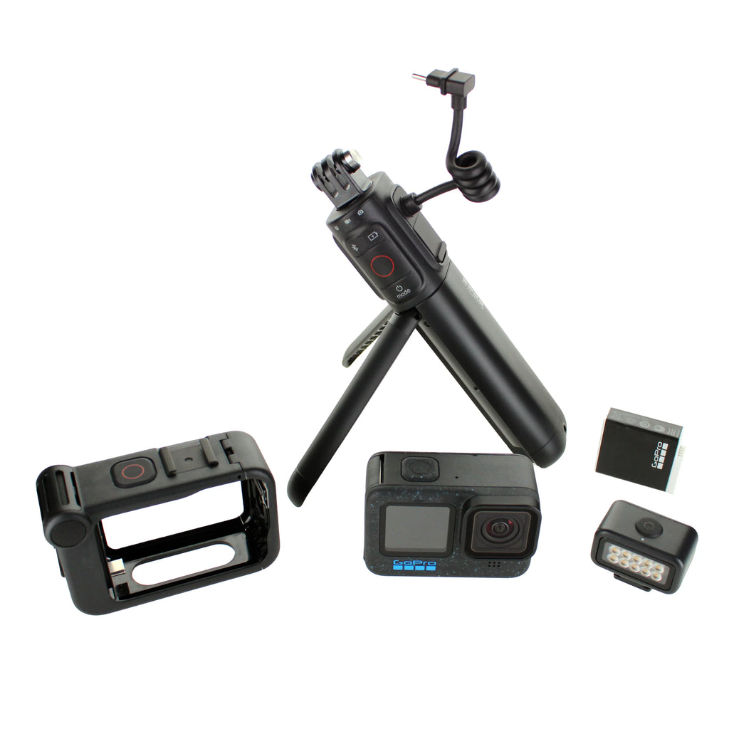 GoPro  12 Creator Edition - With Volta (Battery Grip, Tripod, Remote), Media Mod, Light Mod, Enduro Battery - Waterproof Action Camera + 64GB Extreme Pro Card and Extra Battery