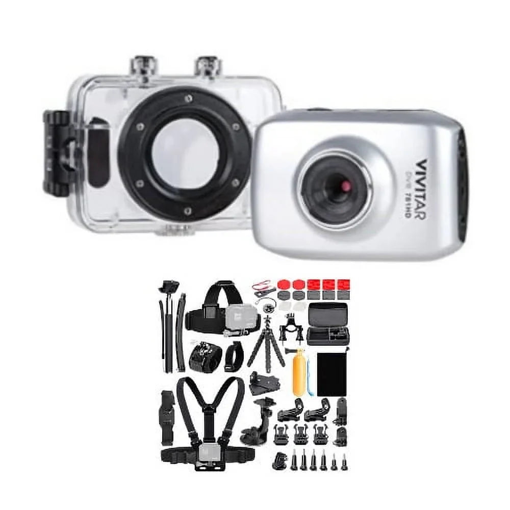 Vivitar  Action Cam with Waterproof Case and 50-In-1 Action Camera Kit