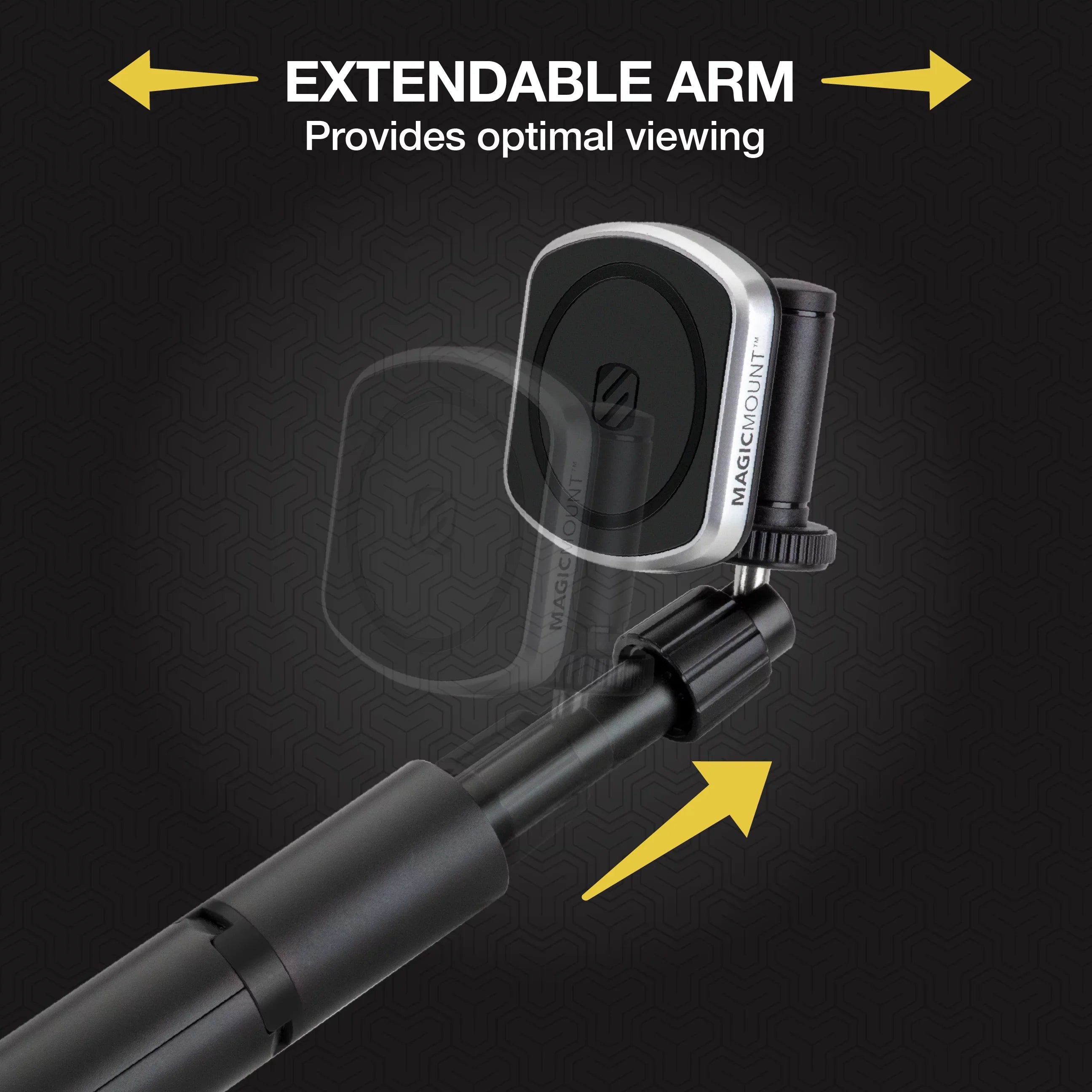 Scosche - MagicMount Pro 2 Tripod/Selfie Stick Phone Mount with Adjustable Arm, Black