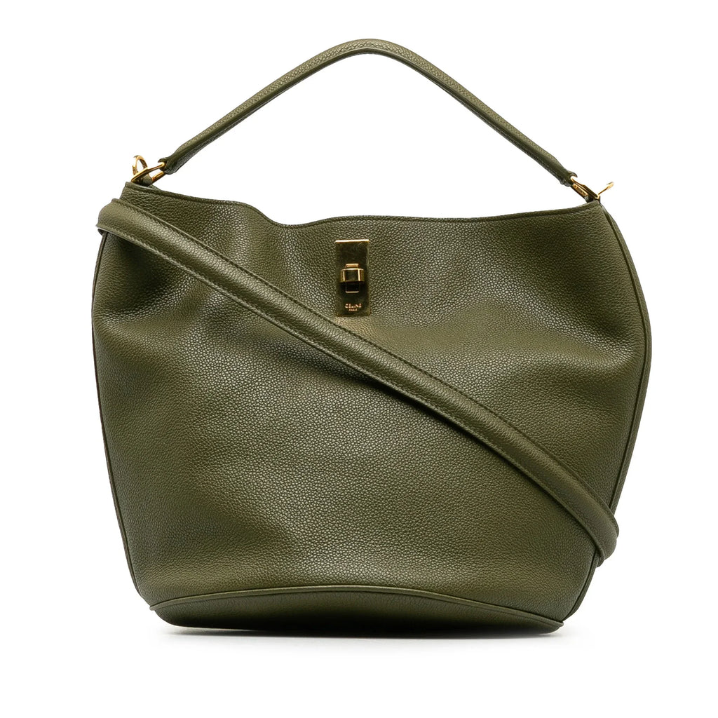 Pre-Owned Authenticated Celine Teen Bucket 16 Calf Leather Green Bucket Bag DrawstringBag Unisex (Good)