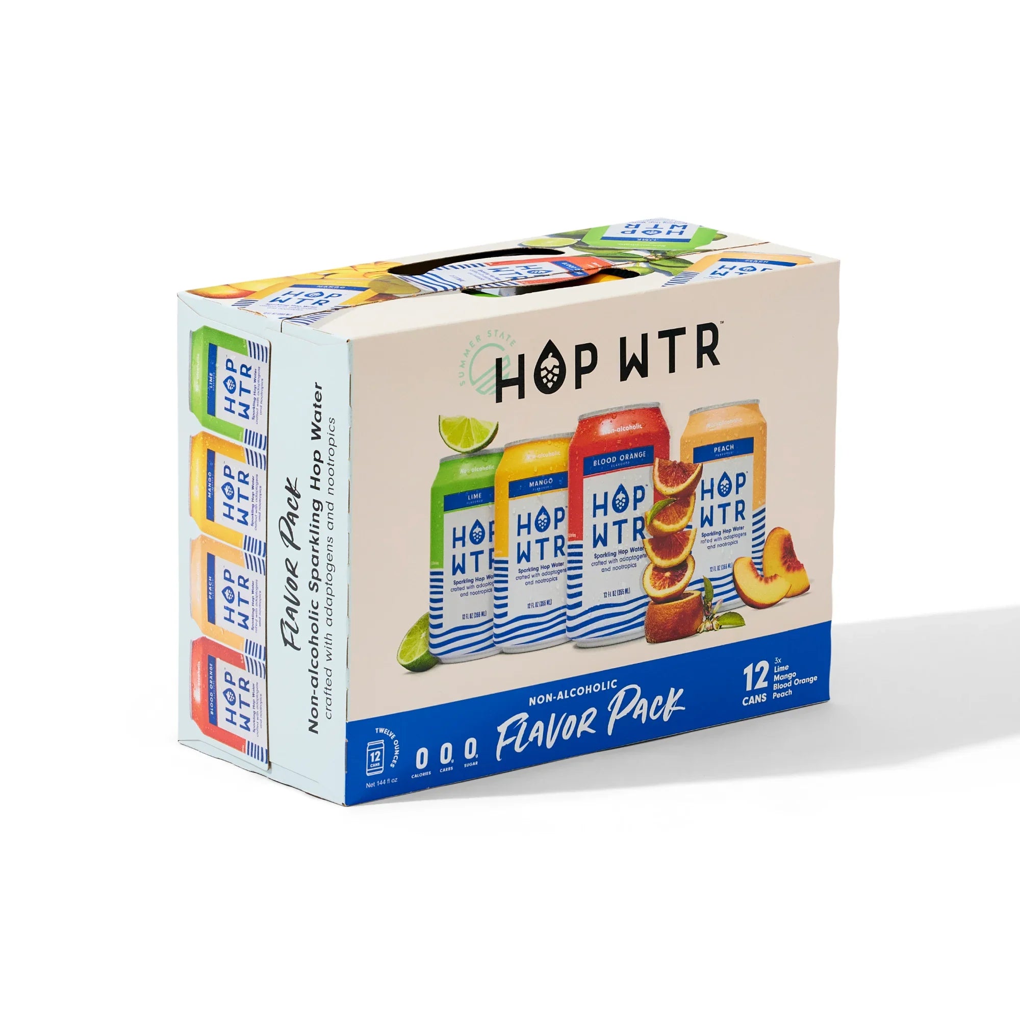 '- Sparkling Hop Water - Flavor Pack (12 Pack) -  Beer, No Calories or Sugar, Low Carb, With Adaptogens and Nootropics for Added Benefits (12 oz Cans)