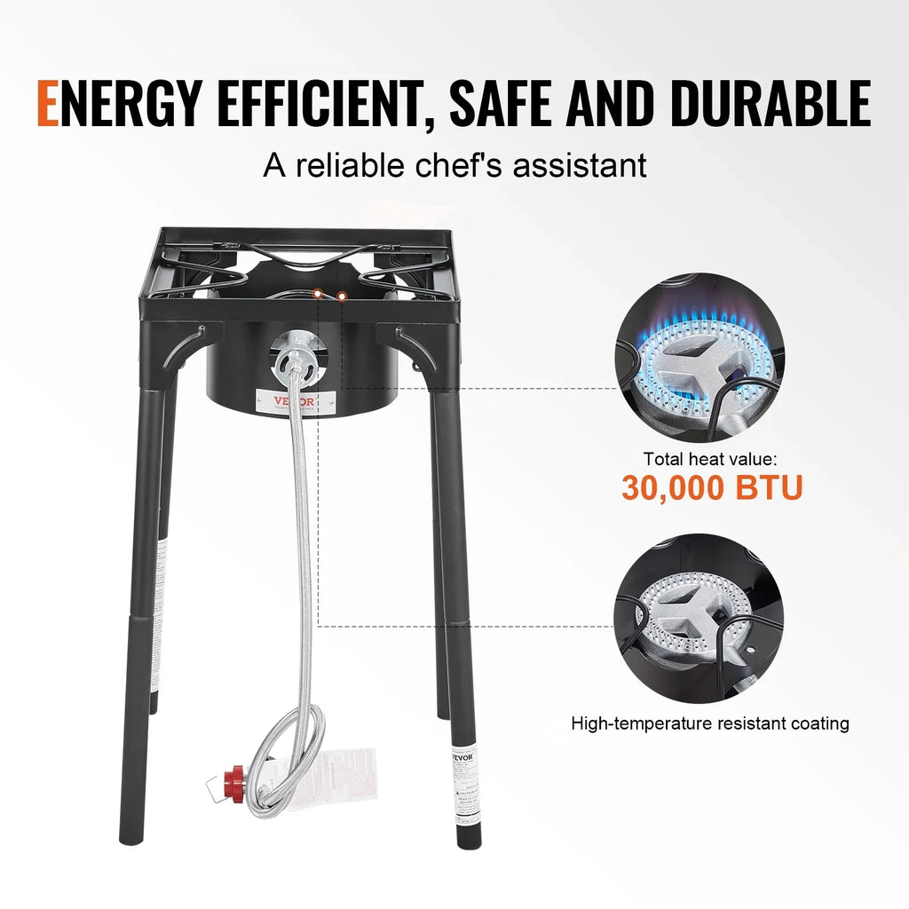 Single Burner Outdoor Camping Stove Cooking Stove Portable  Gas Cooker Heavy Duty Gas Cooker w/Detachable Legs Stand & Adjustable  Regulator, Propane Burners 30000BTU