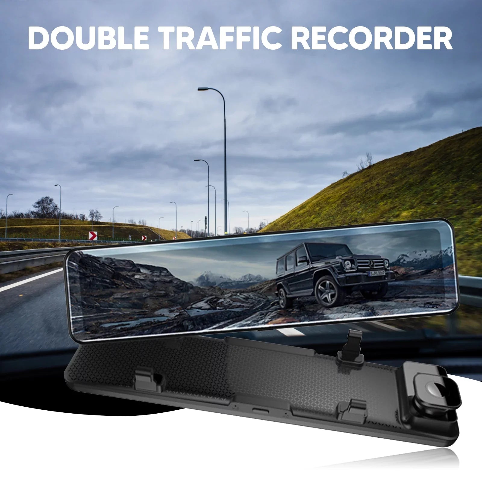 12"Dual Dash Cam  Car Rear View Mirror Camera  Video Recorder Night Kits