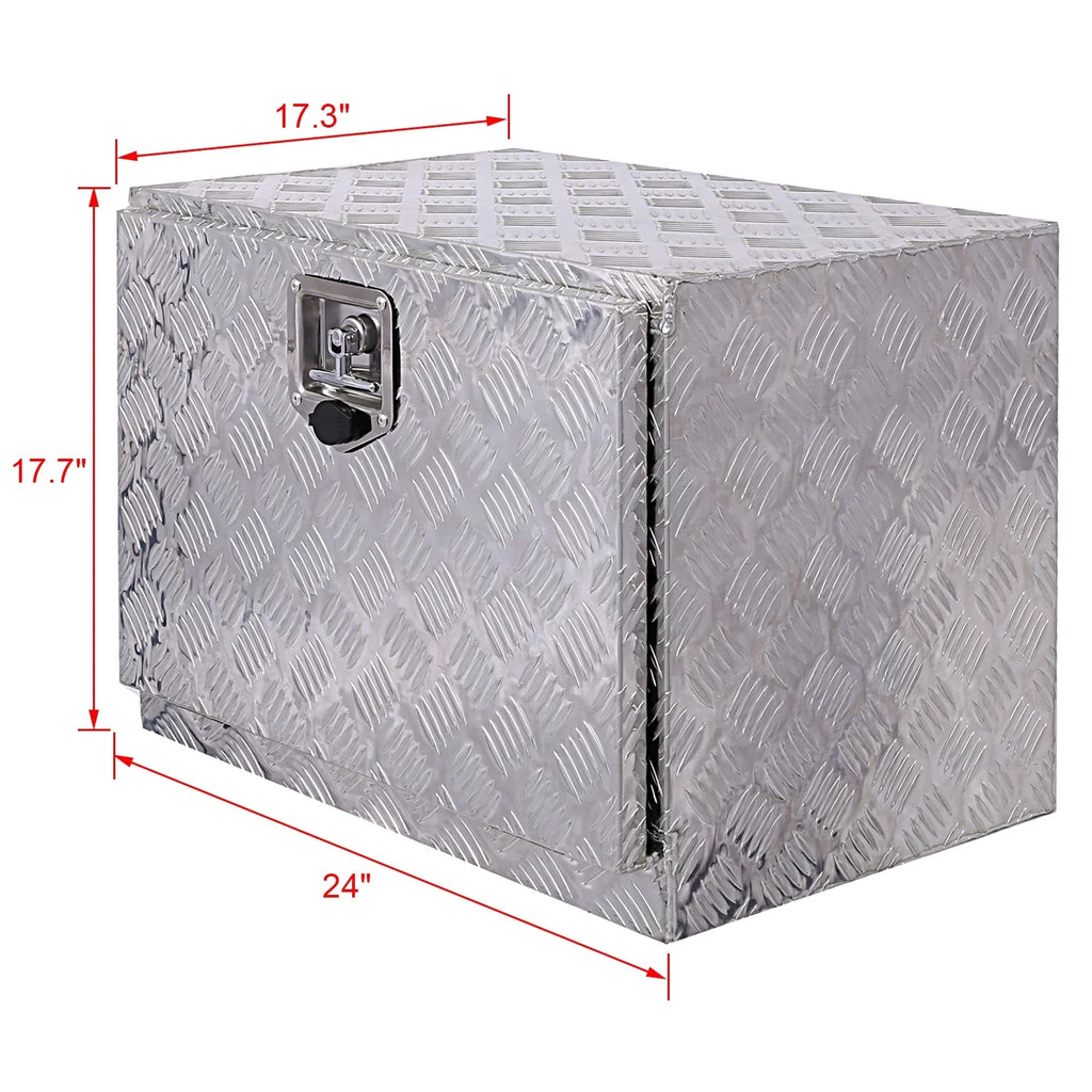 Jarbalai 24 inches Aluminum Tool Box, Truck Bed Tool Box, Outdoor Trailer Pickup Storage Tool Box,  Storage Organizer, Underbody Box w/ Lock Keys, Silver