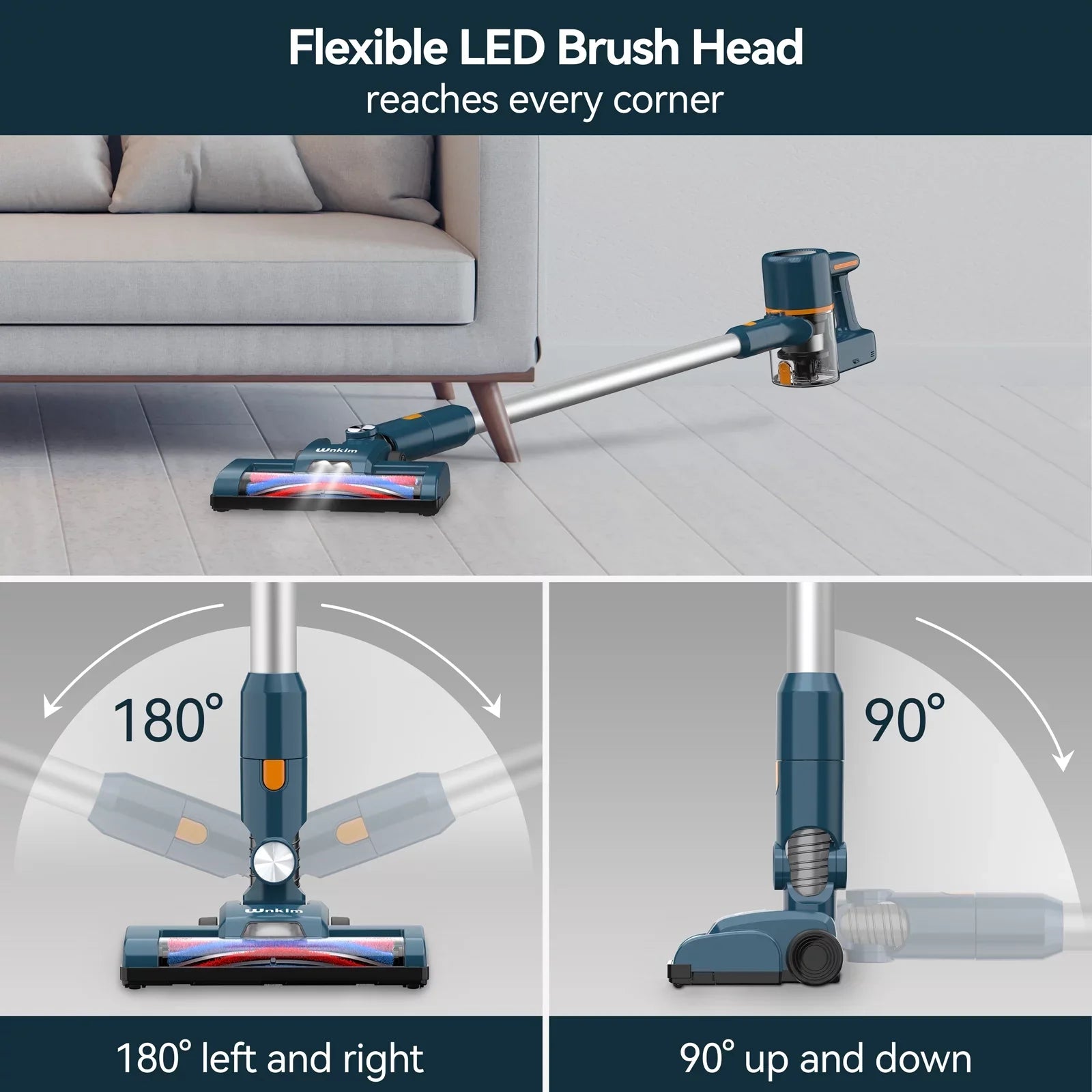 Wnkim Cordless Vacuum Cleaner, 6-in-1 Stick Vacuum with 2200 mAh Battery, Powerful Lightweight Vacuum Cleaner up to 35 Mins Runtime, for Home Hard Floor Carpet Pet Hair,