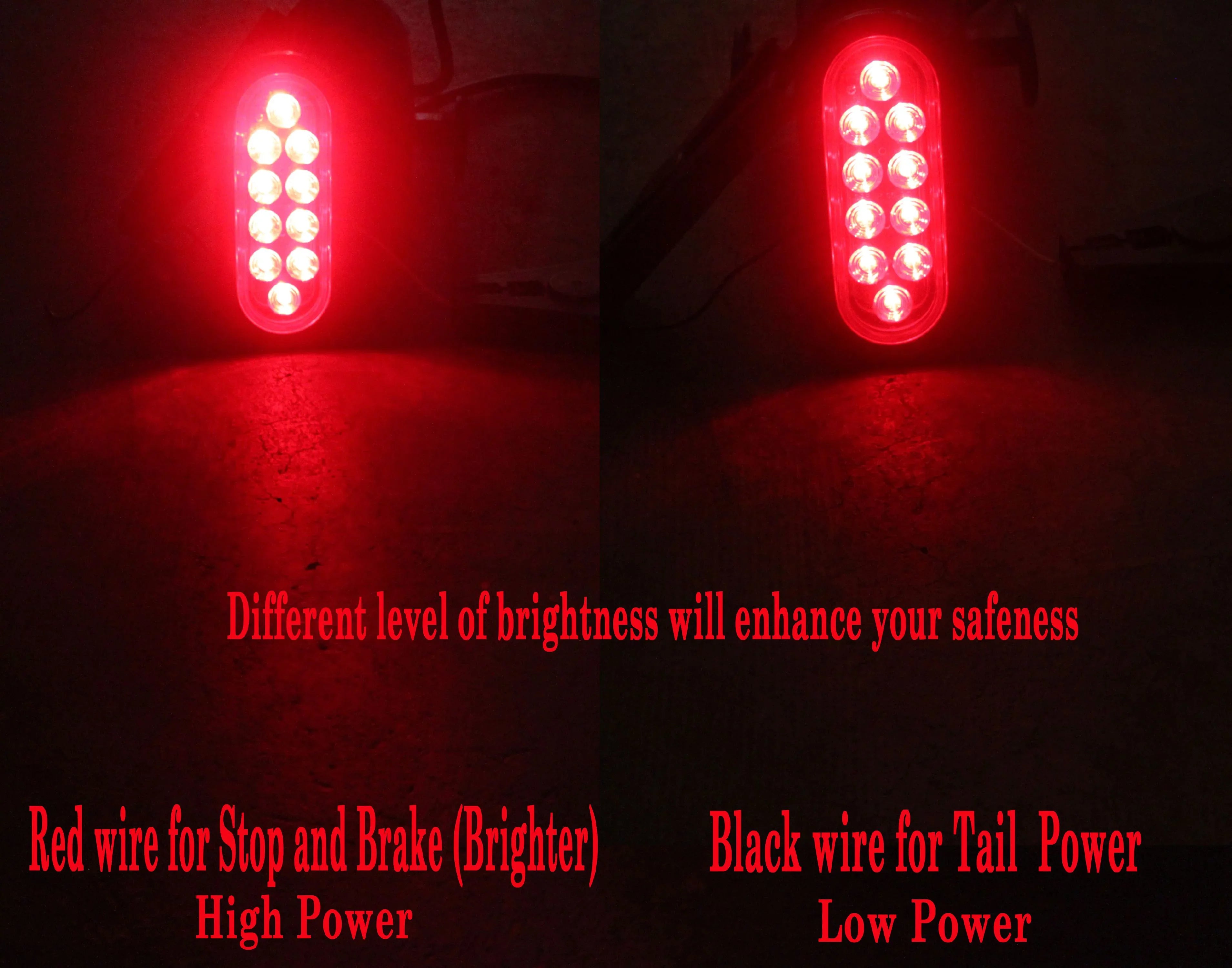 Pair ( 2 Pieces ) Solid  6" Oval Red Brake Stop Turn Tail Marker Signal Light for Truck Trailer Tractor Jeep w Grommet Pigtail Kit   Approved