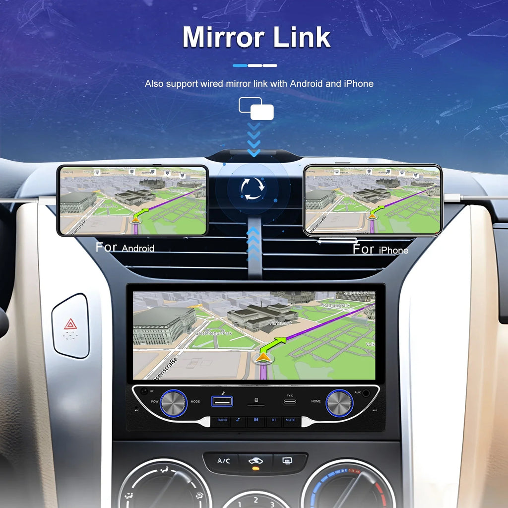 2DIN 6.86" Universal Car mp5 Player Bluetooth  Radio Receiver Support / Rear View Camera wireless carplay/auto