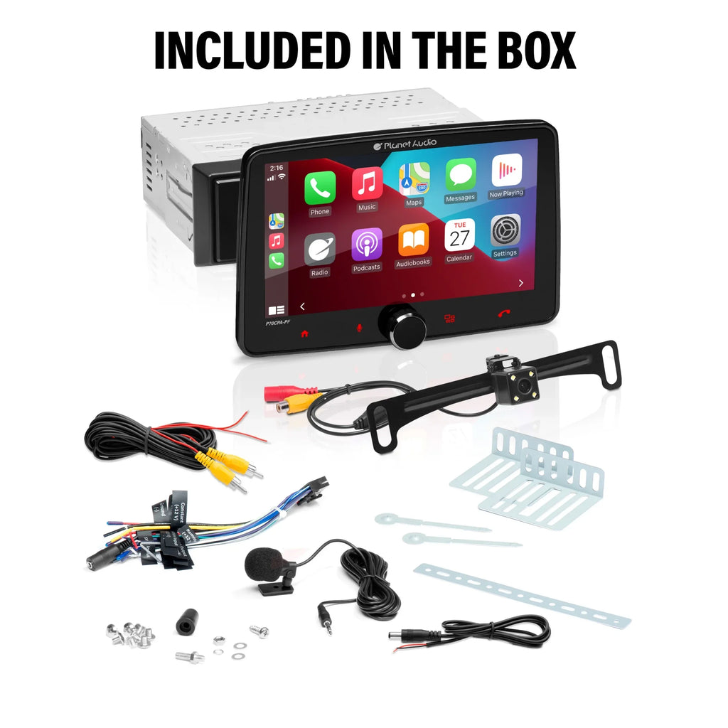 Planet Audio - Car Stereo - Apple CarPlay, Android Auto, Single Din, 7 Inch Touchscreen, Bluetooth, No   Player, / Radio Receiver, Backup Camera