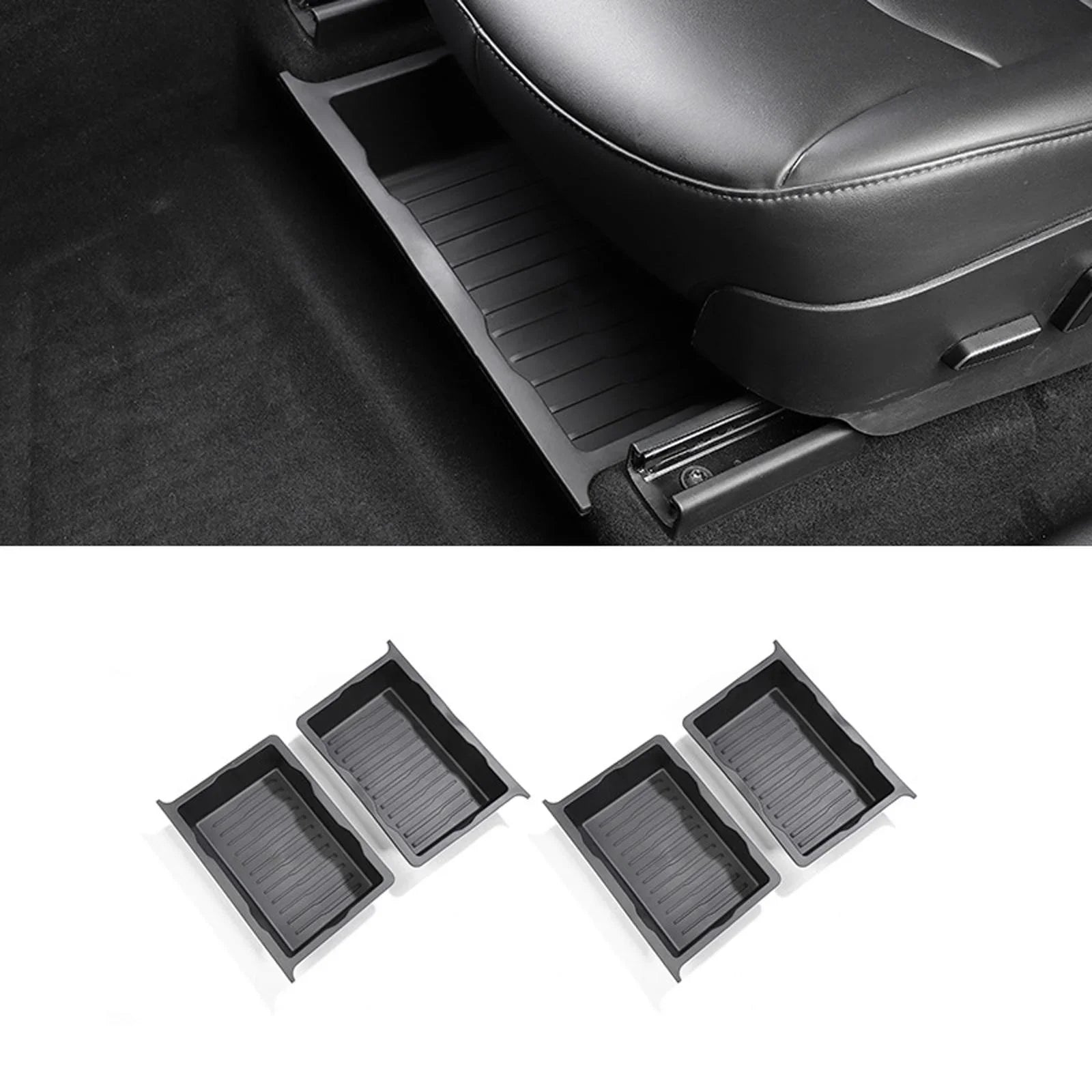 under Seat Storage Box Hidden Tray Durable Underseat Organizer Tray for Model