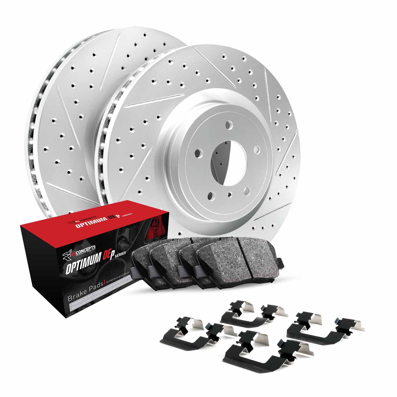 Concepts Front Brakes and Rotors Kit |Front Brake Pads| Brake Rotors and Pads| Optimum OEp Brake Pads and Rotors |Hardware Kit -45033