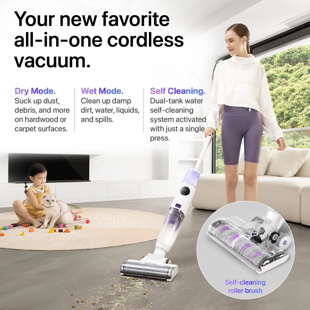 Lunaglow Nano 3 in 1 Wet & Dry Vacuum Cleaner with Self-cleaning technology
