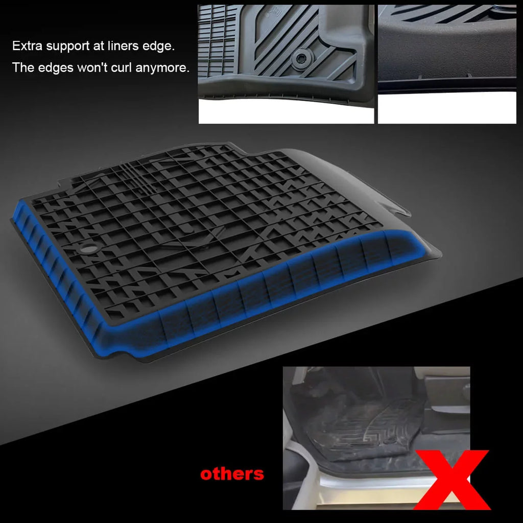 Lasfit Floor Mats for Chevrolet Silverado/ Sierra 1500 2019-2022 & 2500HD/3500HD 2020-2022 Crew Cab (Don't Fit Double Cab, Plastic Storage, Without Storage)
