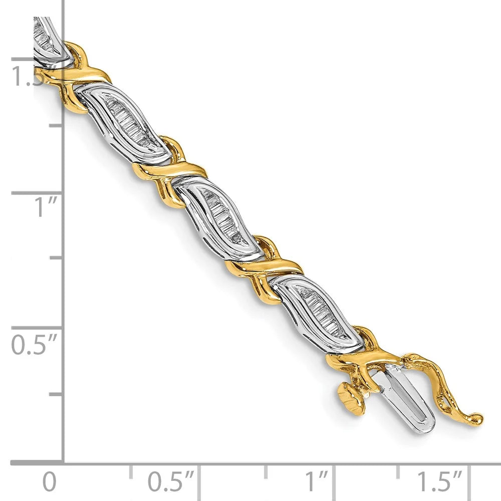 14k Two-Tone 1ct. Baguette Diamond Bracelet -100-