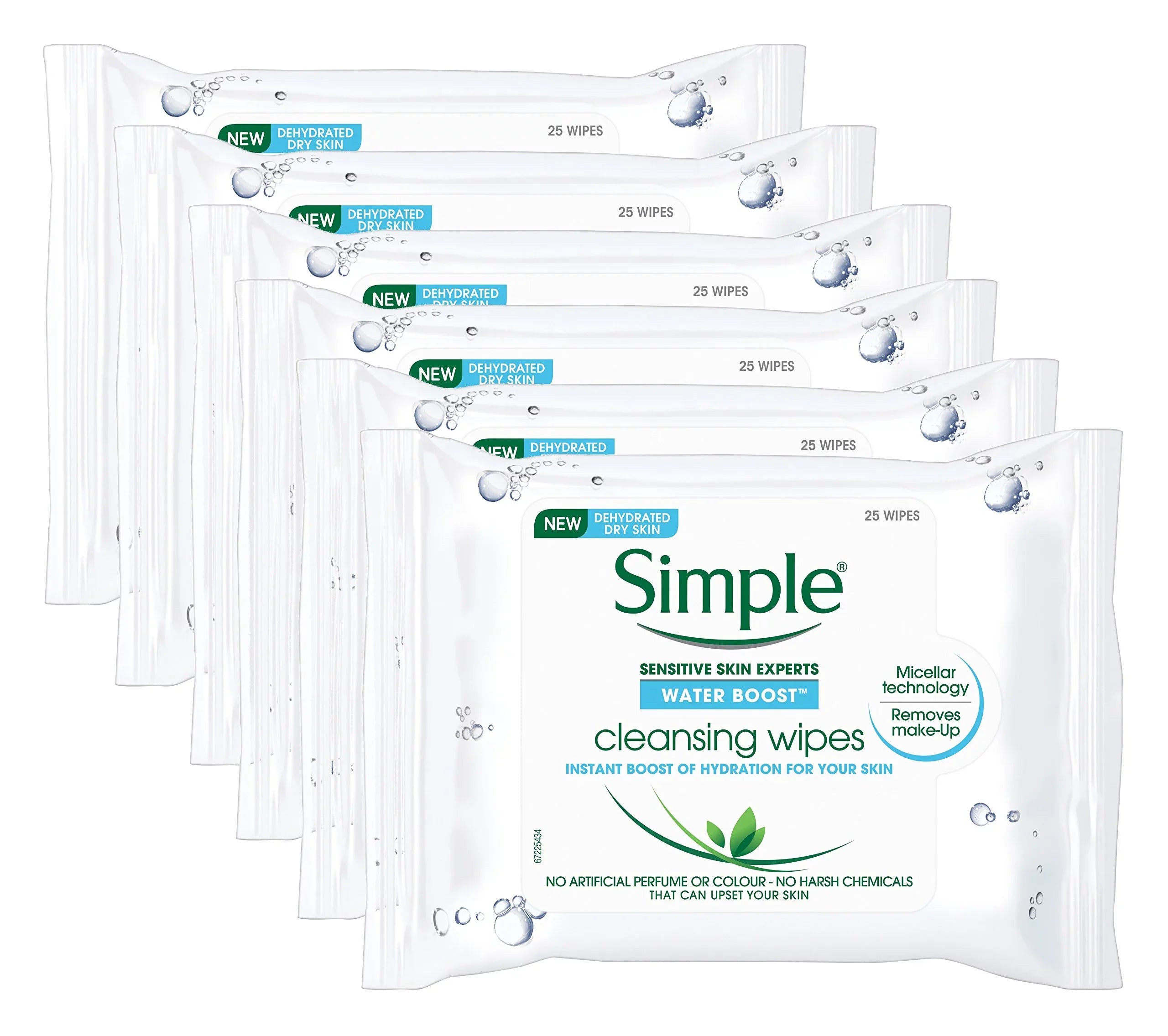 Simple Water Boost Hydrating Cleansing Wipes - 25 Wipes  6 Pack (150 Wipes)