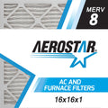 Aerostar 16x16x1  8 Pleated Air Filter,  Furnace Air Filter, 2 Pack