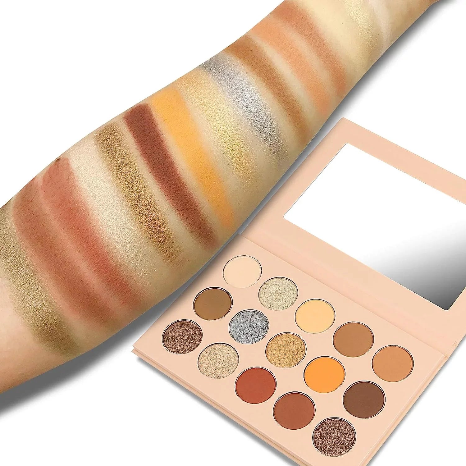 Vodisa Colorful Eyeshadow Palette Matte Shimmer High Pigmented Eyeshadow Pallet 15 Colors Professional Makeup Nudes Warm Natural Long Lasting Waterproof Eye Shadow with Make Up Brushes Set (