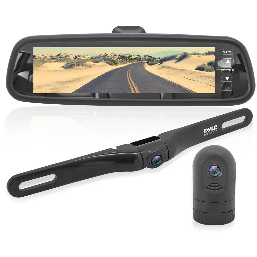 Pyle  7.4 Inch  Video Recording System Rearview Mirror Monitor, Black