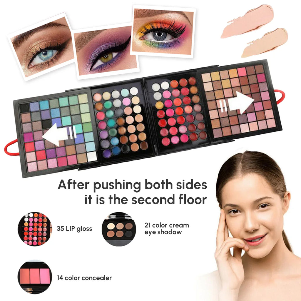 Cosprof 177 Colors Cosmetic Make up Palette Set, Combination with Eyeshadow Facial Blusher Eyebrow Powder Face Concealer Powder Eyeliner Pencil Mirror, All-in-One Makeup Gift Set