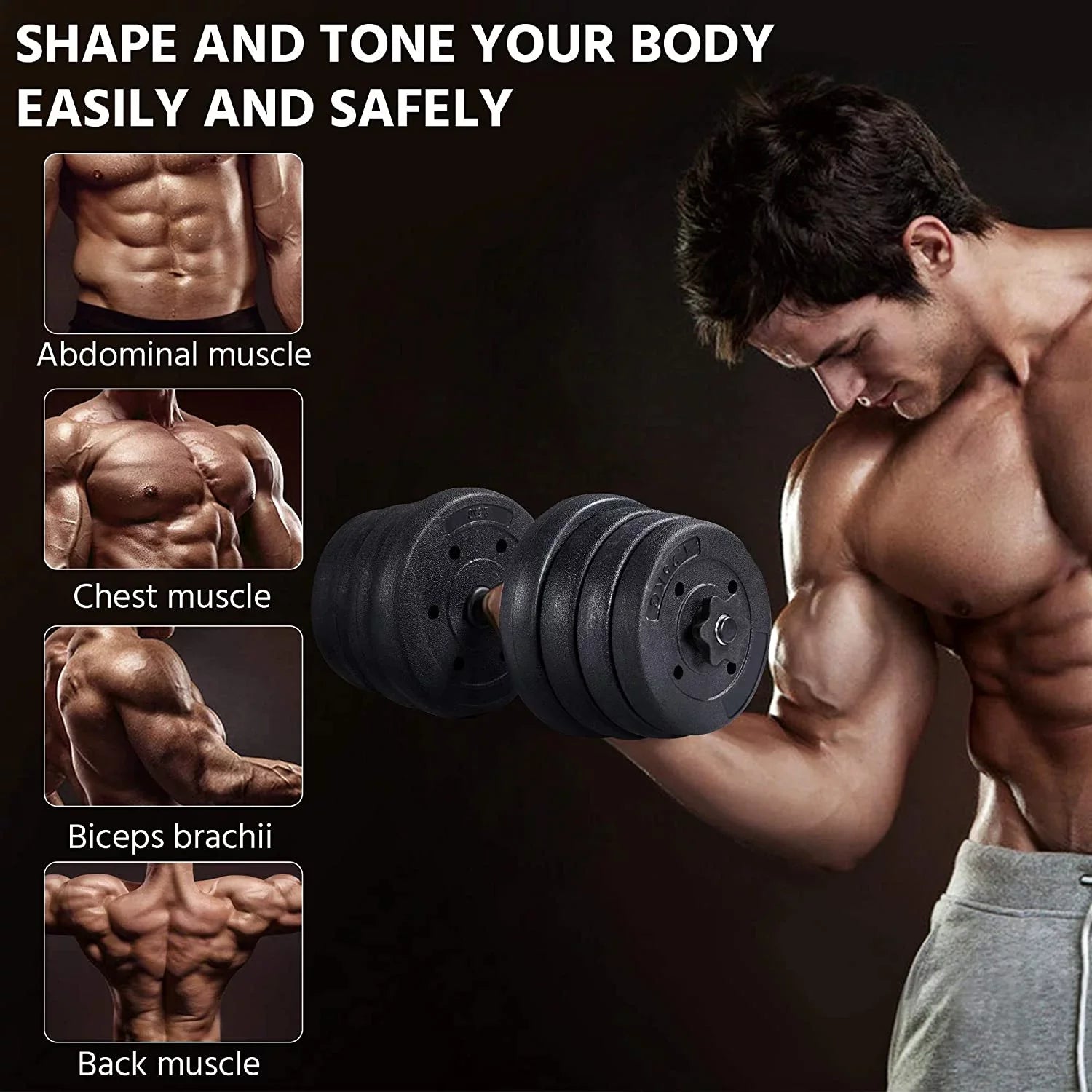 66LB Weight Dumbbell Set, Fitness Adjustable Cap Gym/home Barbell Plates Body Workout for Women and Men Strength Training