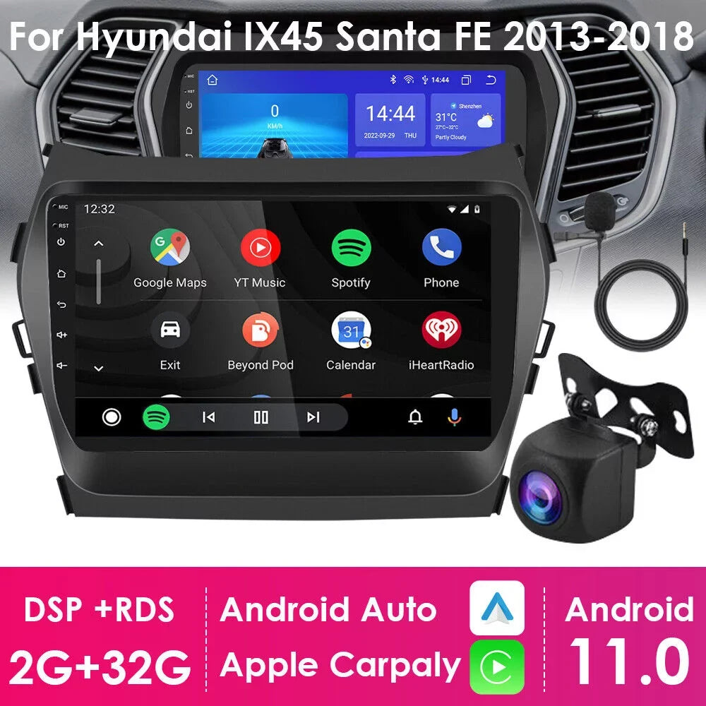 Android 11 Car  Navigation - Perfect Fit for Hyundai  Santa  2013-2018 - 2+32GB Storage