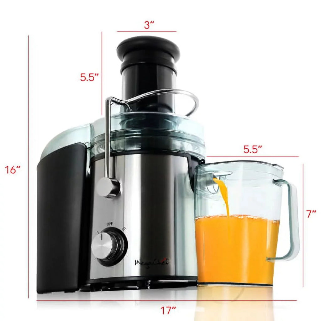 Megachef Wide-Mouth Juice Machine With Dual-Speed Centrifugal Juicer, Silver