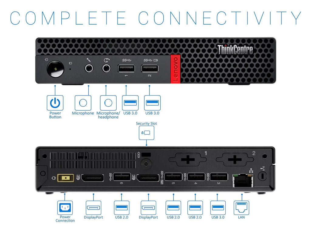 Lenovo ThinkCentre  Mini ,  -9420e Upto 2.7GHz, 4GB , 128GB , DisplayPort, Wi-Fi, Bluetooth, Windows 10 Pro (10TF002WUS)