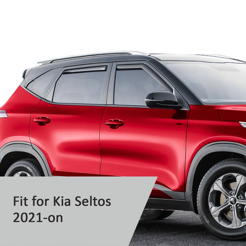 Voron Glass in-Channel Extra Durable Rain Guards for Kia Seltos 2021-2024, Window Deflectors, Vent Window Visors, 4 Pieces - 200551