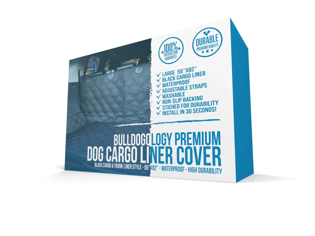 Bulldogology  Cargo Liner for Dogs - Heavy Duty Pet Trunk Cargo Cover - Dog Car Seat Cover Waterproof Nonslip - Dog Hair, Muddy Paws, Scratches Protector for Cars (Large, 55x82")