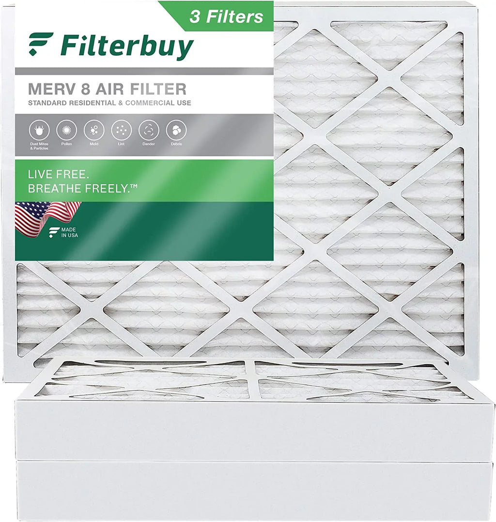 Filterbuy 24x25x4  8 Pleated   Furnace Air Filters (3-Pack)