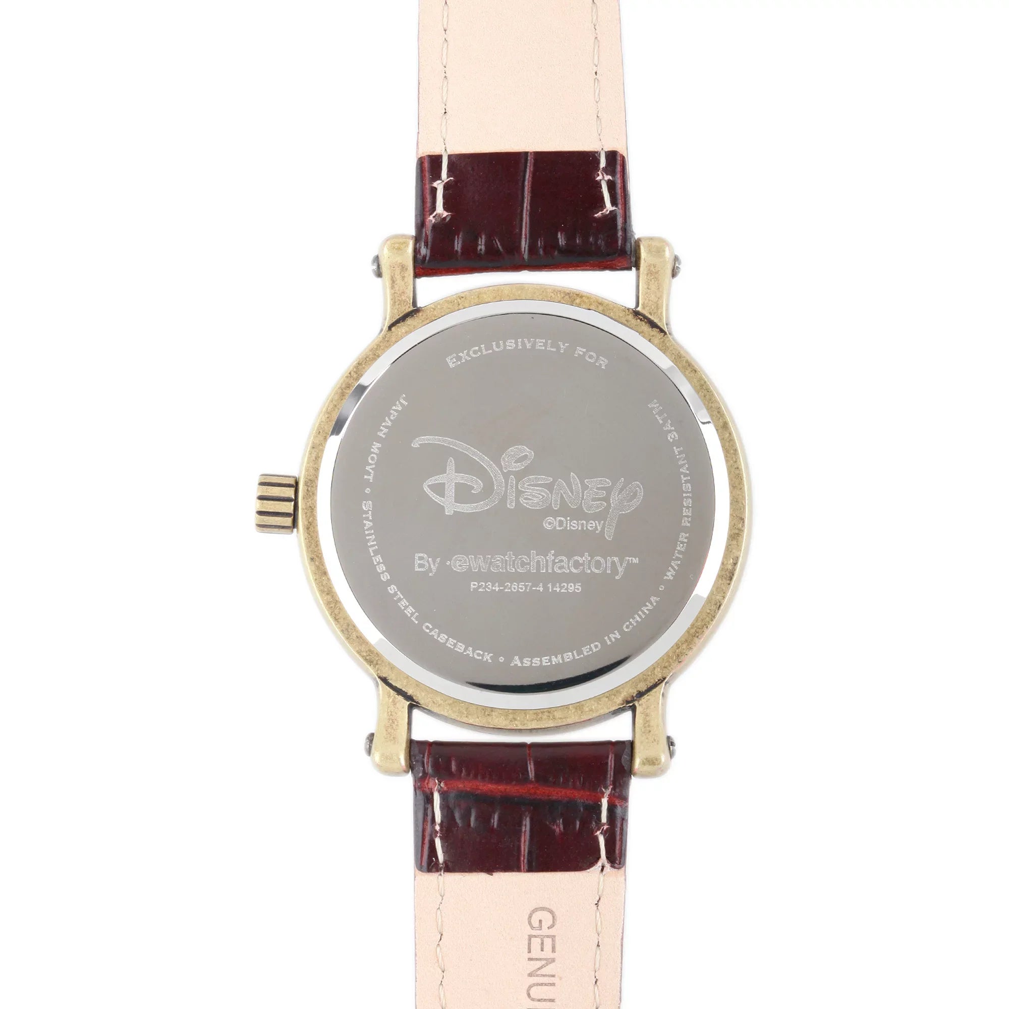 Minnie Mouse Women's Antique Gold Vintage Articulating Alloy Case Watch, Brown Leather Strap