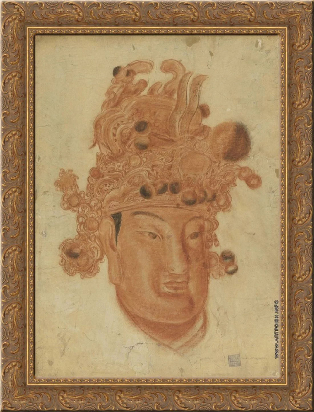 Chinese God 24x18 Gold Ornate Wood Framed Canvas Art by Alexandre Jacovleff
