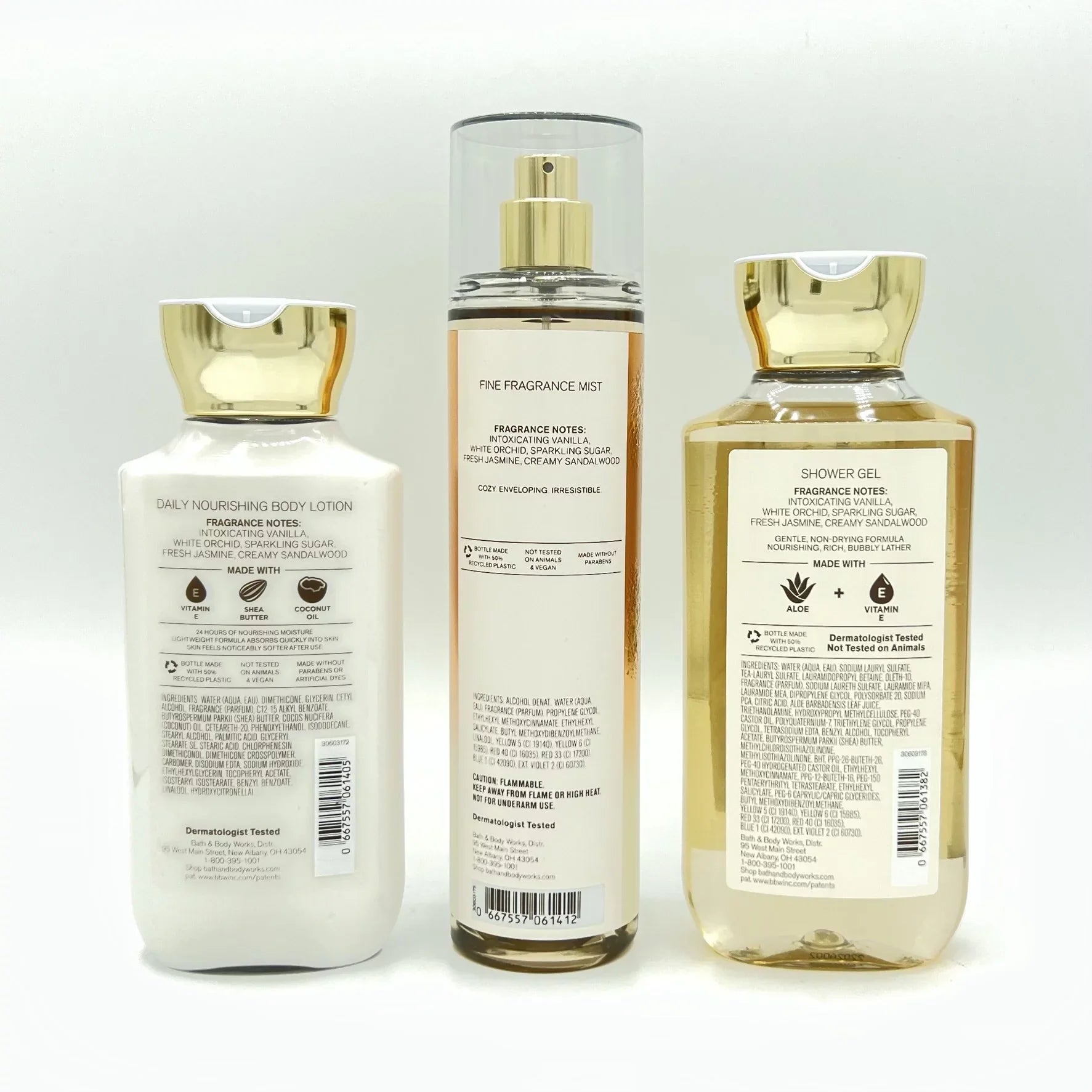 Bath & Body Works Warm Vanilla Sugar 8oz Body Lotion, 8oz Fine Fragrance Mist and 10oz Shower Gel 3-Piece Bundle