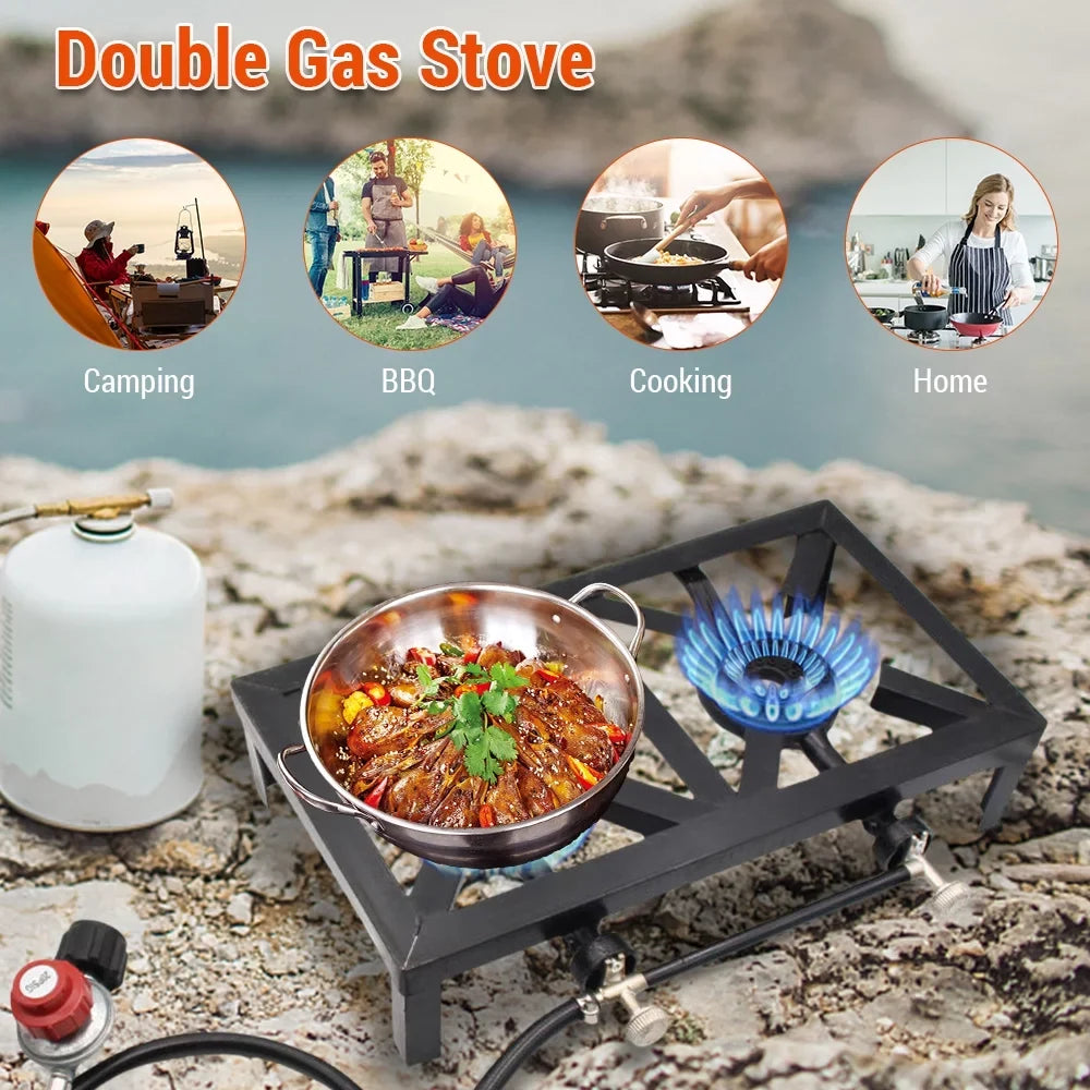 Tomshine Propane Gas Double Cast Iron Stove for Patio Camping  Cooking (Standard), Efficient Furnace for Cooking Enthusiasts