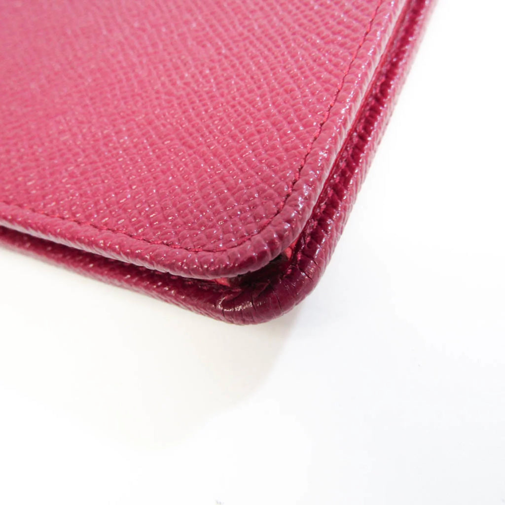 Pre-Owned Bvlgari Bvlgari Bvlgari 281715 Women's Leather Phone Wallet Purple,Red Color (Good)