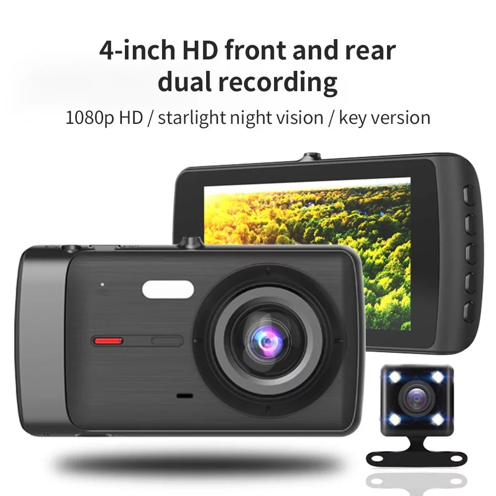 Car 4-inch Driving Recorder Dual Camera  1080P Night Vision  Reversing Image