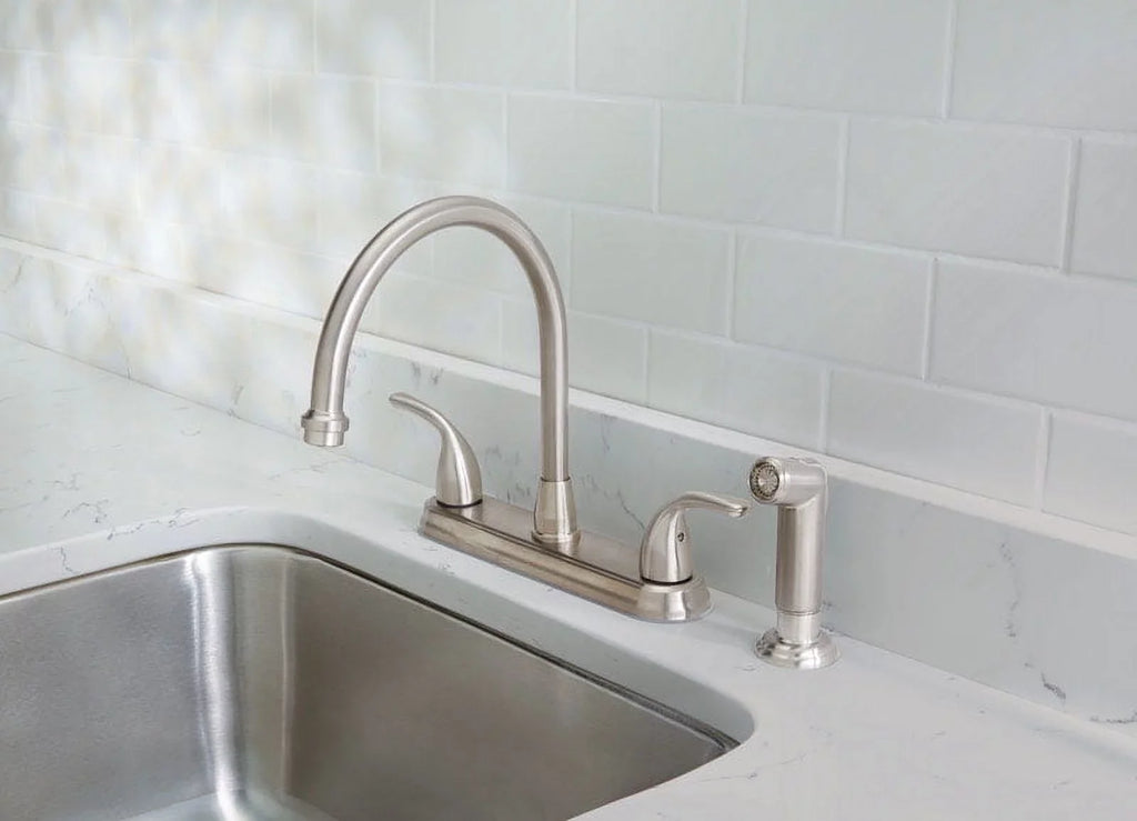 OakBrook Pacifica High Arc Two Handle Kitchen Faucet with Side Sprayer