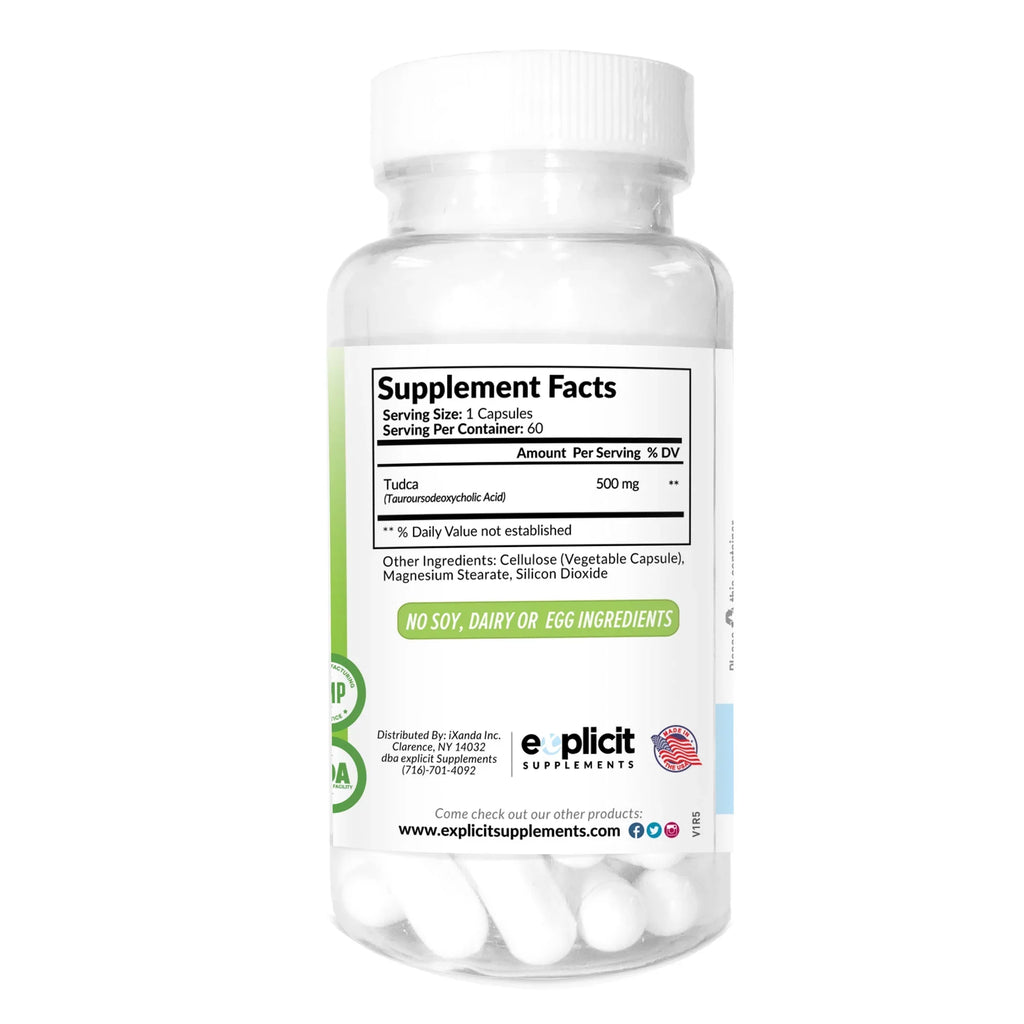 (Tauroursodeoxycholic Acid) - 500mg - 60 Capsules - Pure Liver Support & Health